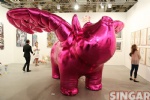 Inflatable pink fly pig for exhibition