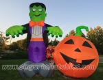 Inflatable Halloween Frankenstein with decorative pumpkin