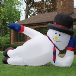 Inflatable lying giant snowman