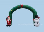 Chritmas green arch with santa claus and snowman