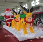 6m hot selling inflatable santa claus with reindeer